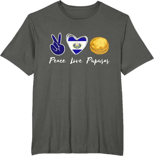 Vista 7 de Pupusas Lover Love Peace El Salvadaor Camiseta Comida Salvadoreña