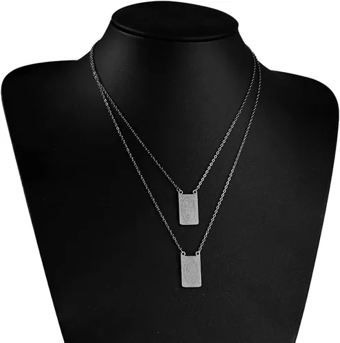 Vista 2 de Collar católico de escapularios de acero inoxidable, colgante de cruz de nuestro padre, joyería de acero inoxidable para hombres y mujeres, regalo
