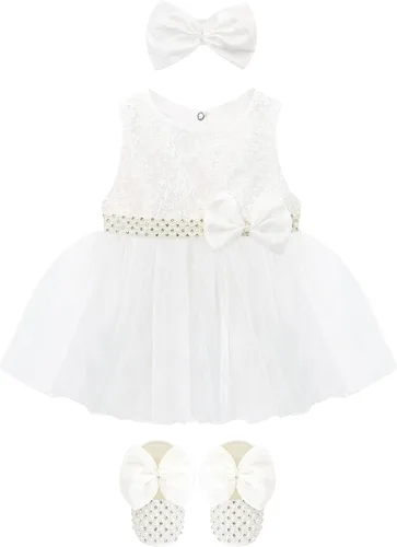 Vista 8 de Lilax Vestido de tul de encaje para niña, traje de fiesta de 3 piezas marino