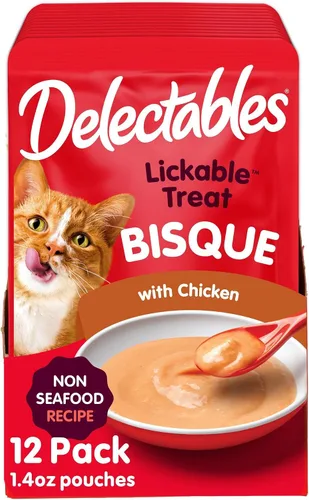 Vista 2 de Delectables Bisque - Golosinas húmedas para gatos, sin mariscos, paquete variado, 12 unidades (paquete de 1)