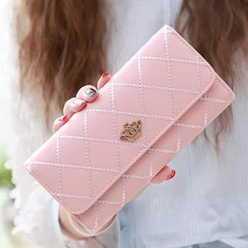 Vista 7 de NEWANIMA Billetera para mujer, para múltiples tarjetas, dos pliegues, de cremallera larga, cartera de mano, Estilo3-Rosa), NA