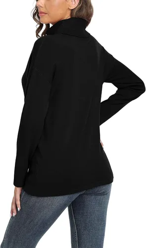 Vista 5 de VIISHOW Suéter de cuello alto para mujer de manga larga acogedor cálido casual ligero suave suéter