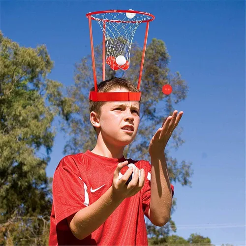 Vista 6 de Paquete de 2 aros de cabeza de baloncesto para juegos de fiesta para niños y adultos, diadema de canasta ajustable con 20 pelotas para carnaval