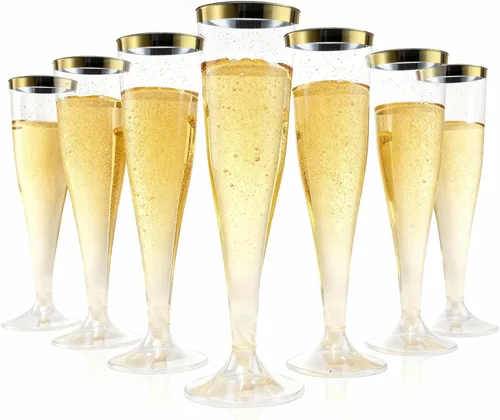 Vista 11 de Bestluck Paquete de 100 Copas de Champán de Plástico, 4.5 oz Cristalería Desechable de Plástico Transparente, Copas de Champán Desechables