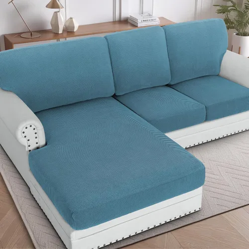 Vista 41 de H.Versailtex - Funda de sofá seccional de 1 pieza, funda deslizante para chaise con forma de L, funda de cojín separada para sofá seccional tanto