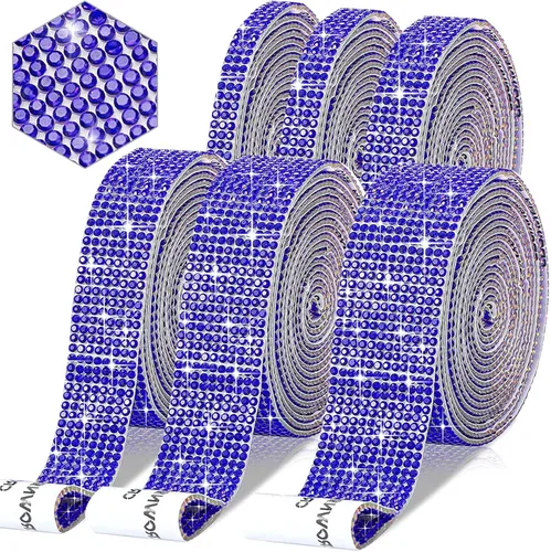 Vista 17 de 6 rollos de cinta de diamantes de imitación autoadhesiva con diamantes de imitación de 0.079 pulgadas (0.079 in) para manualidades, decoración de AB