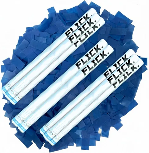Vista 24 de Ultimate Confetti - Paquete de 8 varitas de confeti azul bebé - Palitos de mano de 6 pulgadas de papel de seda biodegradable para bodas, cumpleaños