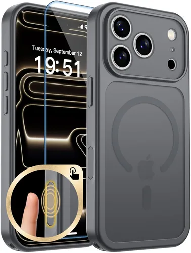 Vista 56 de zapica Funda magnética para iPhone Air, con protector de pantalla de vidrio templado, compatible con MagSafe, translúcida mate, a prueba de golpes