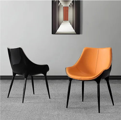 Vista 2 de LICOME Modern Modern Design Dining Chairs Kitchen Living Room Chairs Leather High Back Padded Soft Seat Accent Chairs Tapered Steel Feet Easy to