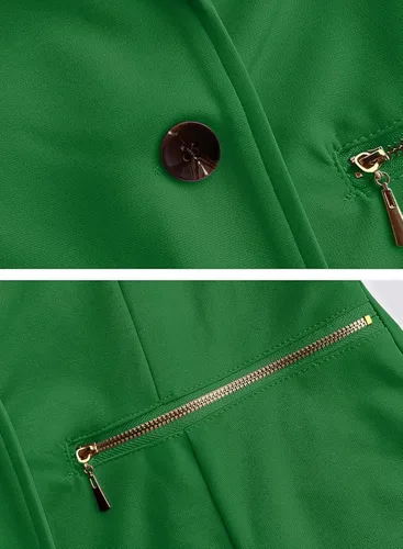 Vista 4 de Genhoo - Blazer de manga larga para mujer, cárdigan con parte delantera abierta, chaqueta de trabajo y oficina, con bolsillos y con cremallera, S-3XL