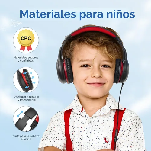 Vista 4 de EarFun K1 - Auriculares para niños con cable con micrófono, auriculares