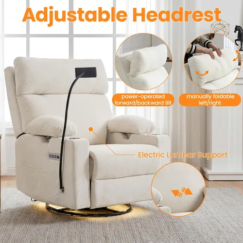 Vista 6 de Mecedora para guardería con reposabrazos ajustables, silla mecedora Beige