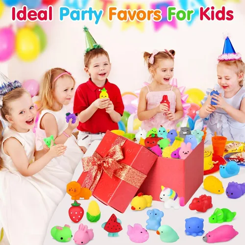 Vista 6 de Yunaking 130 PCS Juguetes Squishy Mochi, Juguetes Squishy Kawaii Recuerdos de Fiesta para Niños Alivio del Estrés Juguetes Fidget Juguetes de Caja