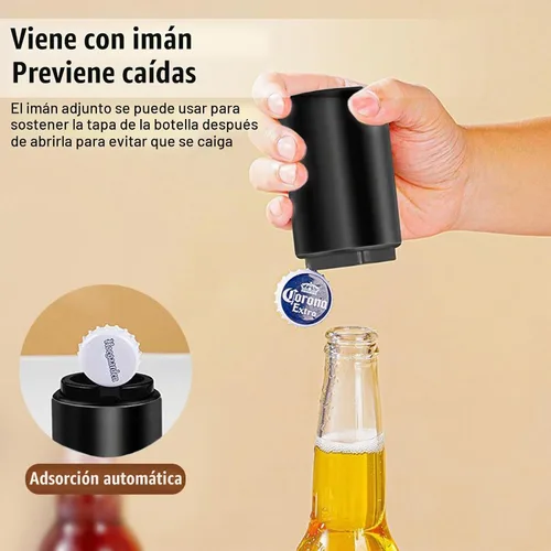 Vista 3 de Destapadores de Cerveza, abridor automático de botellas de cerveza, abrebotellas de cerveza con atrapador magnético de tapas, bares para el hogar