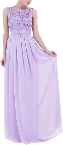 Vista 3 de YOOJIA - Vestido de gasa para mujer con encaje floral