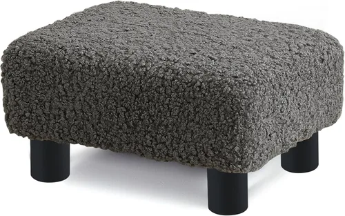 Vista 20 de BRIAN & DANY Taburete pequeño para pies, taburetes de lino con patas, reposapiés pequeño estable para sala de estar, beige