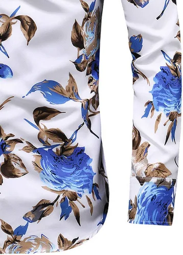 Vista 4 de Camisa de vestir para hombre con botones, diseño floral hawaiano de playa