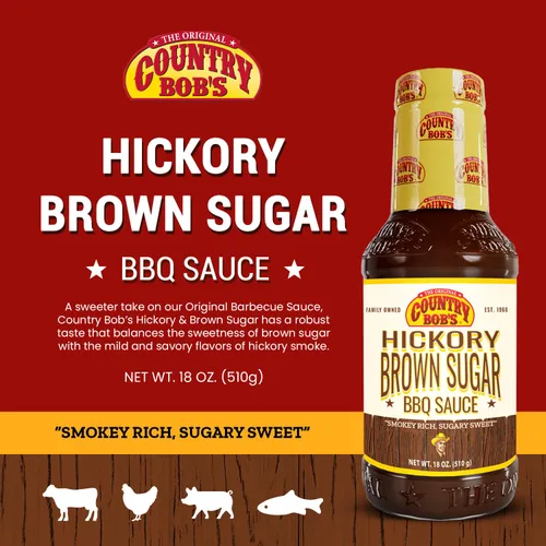 Vista 4 de Country Bob's Salsa barbacoa original de nogal y azúcar morena, 18 onzas (paquete de 1), salsa barbacoa orgánica y natural para carne, pollo y cerdo