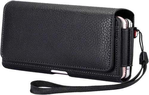 Vista 3 de Funda horizontal de cuero con clip para cinturón para iPhone 12, 12 Pro, 11 Pro Mas, 6s Plus, bolsa de transporte con 2 bolsillos con tarjetero