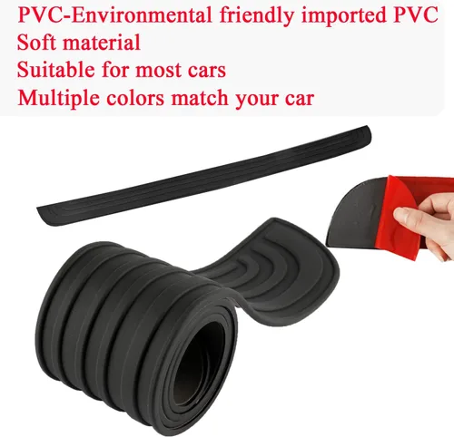 Vista 3 de Protector de parachoques trasero universal de 35.4 pulgadas, de goma negra, resistente a los arañazos, para puerta del maletero, accesorio para Negro