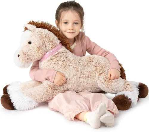 Vista 16 de MaoGoLan Peluche de caballo grande para niño, juguete de peluche de caballo grande para niña, poni montable de peluche para niños, almohada de felpa