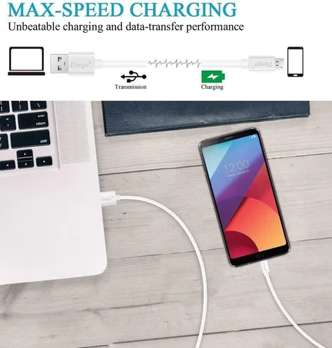 Vista 4 de DEEGO Cable micro USB, cable de carga extra largo de 15 pies para controlador de PS4, cable de carga Android duradero compatible con Samsung Galaxy