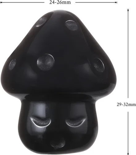 Vista 2 de Nupuyai Paquete de 2 mini figuras de cristal talladas de hongos de bolsillo para relajación de ansiedad, escultura de hongo pulido para jardín