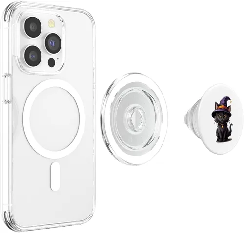 Vista 4 de Helloween pumpkin cat PopSockets MagSafe PopGrip for iPhone