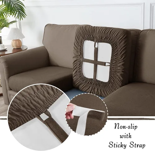 Vista 3 de StangH Fundas de cojín de lino para sofá – Fundas individuales para sillas con parte inferior de velcro para niños, asientos de patio al aire libre
