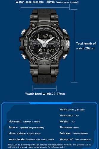 Vista 9 de findtime Relojes de diseñador genial para hombre, color azul, gran cara, relojes para hombres, electrónico único, deportivo, militar, audaz