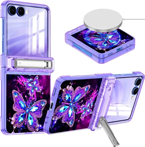 Vista 28 de Hekodonk Funda para Galaxy Z Fold 6, compatible con MagSafe, brilla en la oscuridad, protector de pantalla frontal, soporte, protección de bisagra