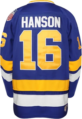 Vista 4 de Hanson Brothers - Camiseta de hockey 16 Charlestown Chiefs 17 Jeff Slap Shot 18, camiseta de hockey de película, azul, blanco, S-3XL