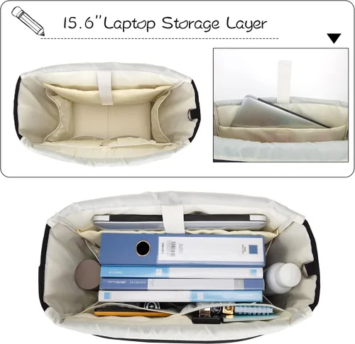 Vista 2 de LoDrid Bolsa para profesores con almohadilla inferior, capa de almacenamiento separada para laptop (hasta 15.6 pulgadas), bolsas para profesores
