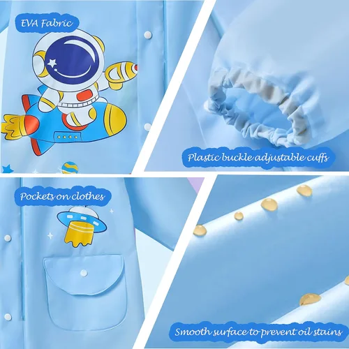 Vista 6 de amo nenes Kids Raincoat for Boys Girls Rain Poncho with Hood, Waterproof Reusable EVA Rainwear Toddler Cartoon 2-12 Years