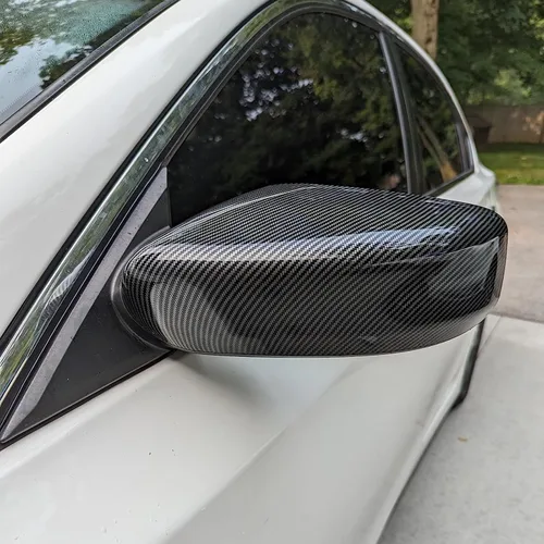 Vista 4 de Funda de carcasa para espejo retrovisor lateral con patrón de fibra de carbono Compatible con Nissan Altima 2013-2018 sin luz de señal de giro