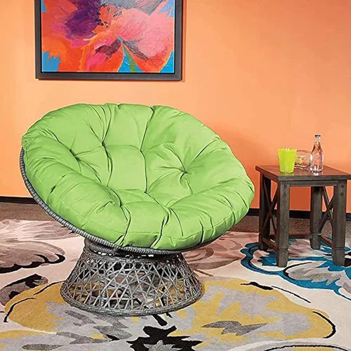 Vista 5 de HUHJYUGE Cojín redondo para asiento de columpio de 16 x 16 pulgadas, cojín colgante para silla de huevo, resistente al agua, para exteriores, tela