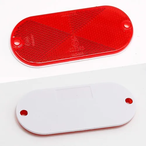 Vista 7 de Reflector ovalado rojo de 10 piezas con orificio de montaje utilizado para carreteras, reflector frontal ovalado para valla de entrada, postes