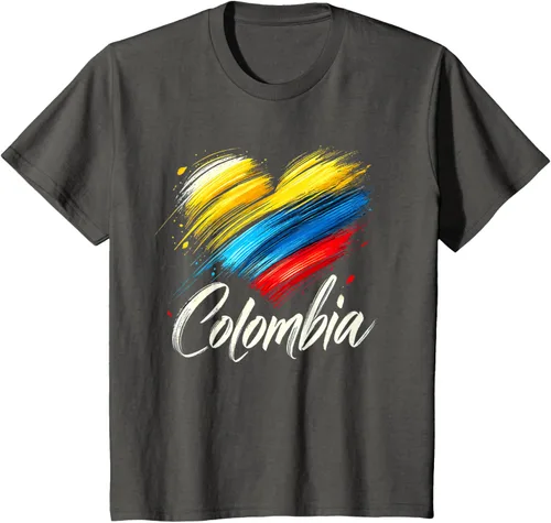 Vista 43 de Camiseta de orgullo colombiano con corazón de la bandera de Colombia