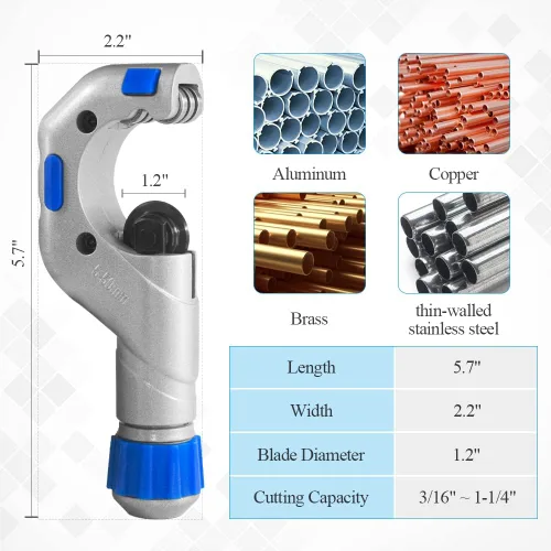 Vista 5 de WiseWater Kit expansor de tubos HVAC, juego de estampación de tubos incluye cabezales expansores de 3/8 a 1-5/8 pulgadas, cortador de tubos