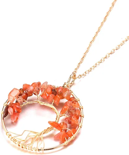 Vista 2 de Halukakah Collar de cristales y piedras curativas para mujer, alambre de latón chapado en oro, piedra lunar natural, cuarzo rosacuarzo amatista