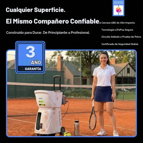 Vista 5 de Máquina de pelotas de tenis PT-Smart: control de aplicación con 12 modos de entrenamiento incorporados, giro de 6 niveles, 28-Pt, 75 MPH, 32.6