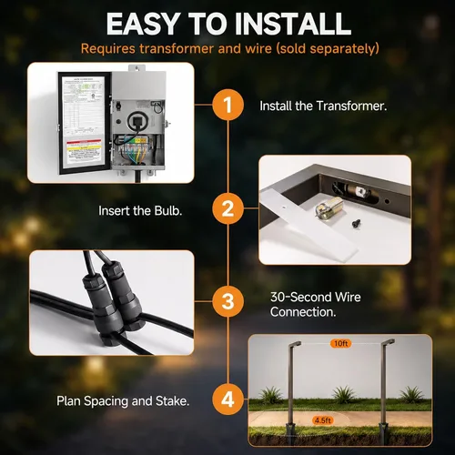 Vista 9 de Gardenreet Luces de camino de paisaje de latón, luces de camino de bajo voltaje de 12 V con cable, luces de jardín al aire libre LED impermeables