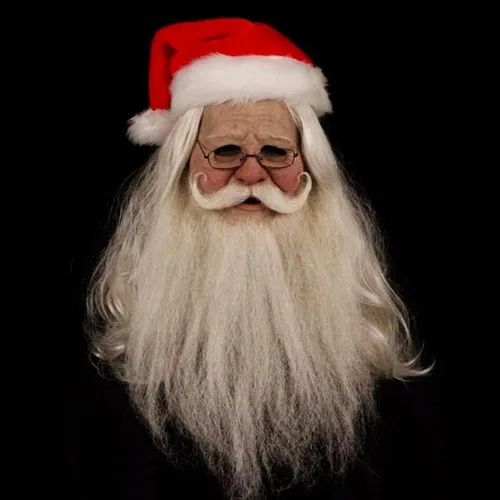 Vista 3 de Divertida máscara completa de Papá Noel máscara facial de Navidad máscara facial de Papá Noel súper suave disfraz de barba suministros para fiestas
