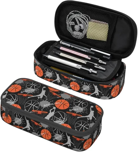 Vista 17 de Estuche de lápices con textura de pelota de fútbol americano, bolsa de almacenamiento de gran capacidad, bolsas de papelería con cremallera, soporte