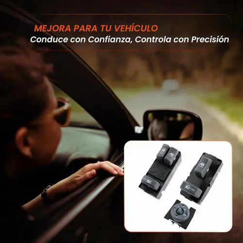Vista 7 de Interruptor de ventana y espejo, apto para Chevy GMC C1500 C2500 C3500 Tahoe 1994-2001 Espejo de 2 puertas para el lado del conductor