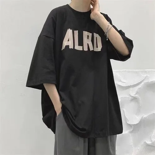 Vista 3 de Y2K - Camiseta casual de manga corta de gran tamaño para hombre con estampado de letras grunge, sudadera gótica Harajuku Streetwear