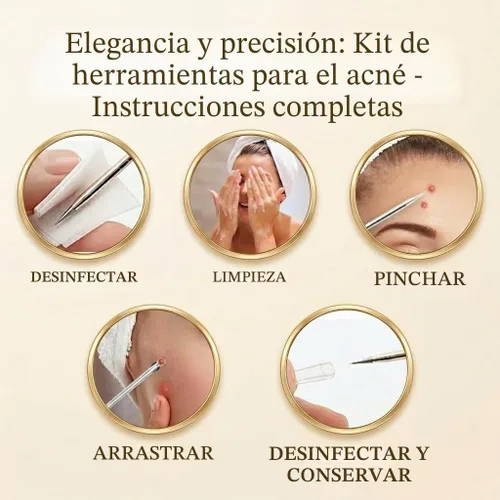 Vista 6 de 2 piezas de herramienta extractora de espinillas de acero inoxidable quirúrgico 410 Extractor de comedones, removedor de espinillas, removedor