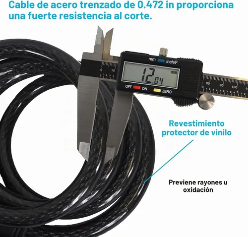 Vista 3 de Lumintrail Combinación de cable de bloqueo de bicicleta para accesorios de bicicleta, cerraduras de bicicleta de 10 pies, resistentes, antirrobo