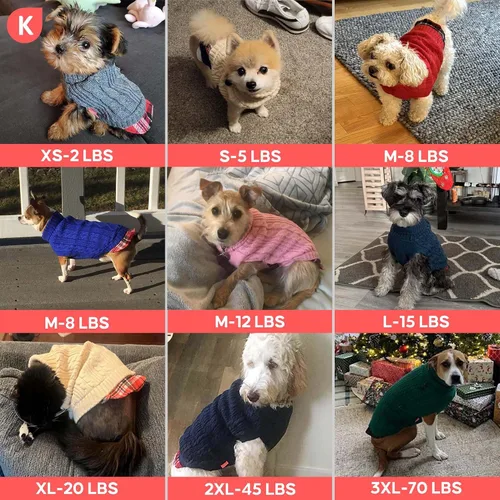 Vista 7 de KYEESE Suéter suave para perros pequeños, machos, abrigado, de cuello alto, ropa elástica de punto para gatos, abrigo cómodo para cachorros