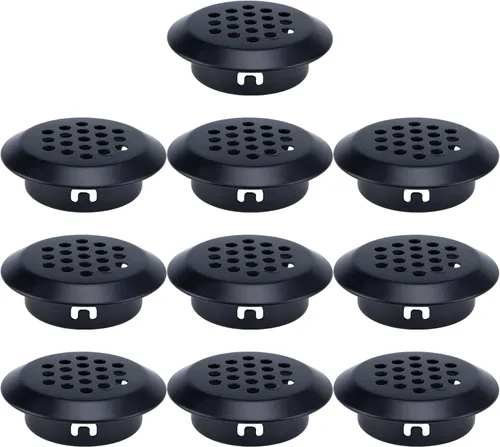 Vista 8 de MY MIRONEY 10 rejillas de ventilación circulares negras de 0.8 pulgadas de acero inoxidable con agujero de malla redonda para gabinetes, armarios
